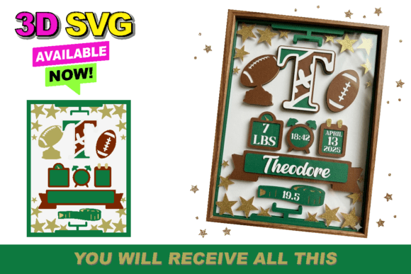 3D Football Birth Stats Announcement Signs: Celebrate Your Little Rookie’s Arrival