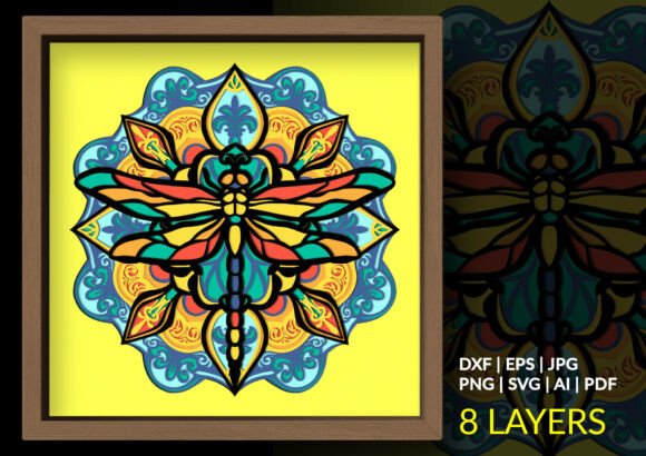 Art Nouveau Dragonfly Mandala Shadow Box: A Fusion of Craft, Art, and Modern Design