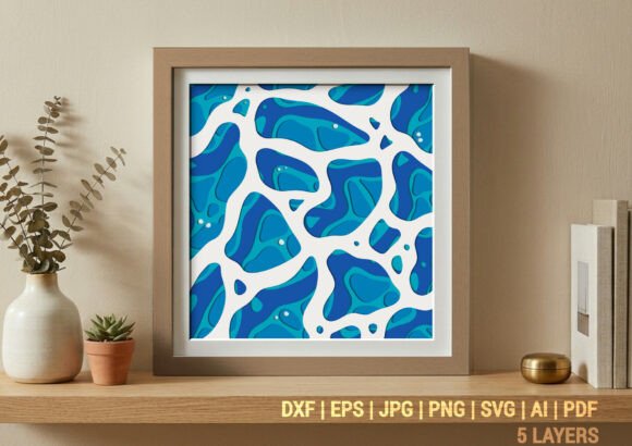 Blue Liquid Abstract Water Shadow Box: A Modern Touch for Art Lovers