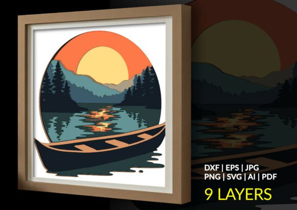 Boat Lake at Sunset Mountain Landscape