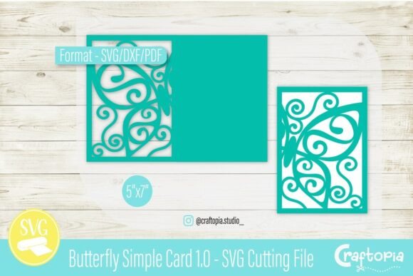 Butterfly Simple Swirl Card – SVG File