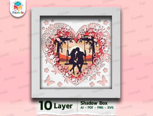 Couple Silhouette Shadow Box SVG: A Thoughtful Design for Romantic Craft Projects