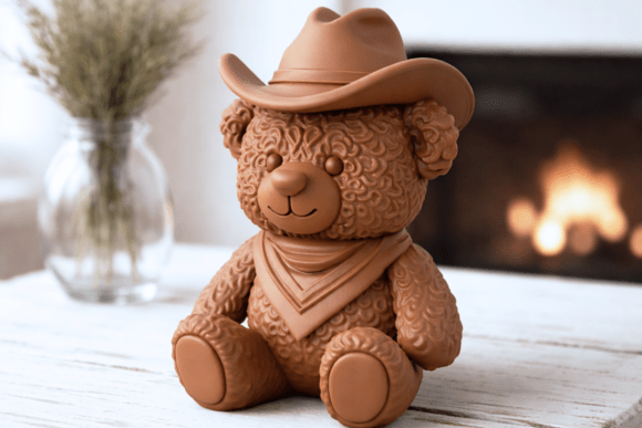 Cowboy Bear Figurine Western Teddy: A Charming 3D Print for Western-Themed Decor