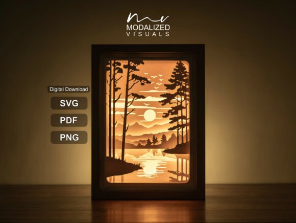 Forest River Mountain Landscape Lightbox: A Natural Touch for Any Space