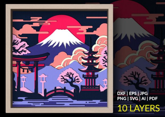 Japanese Pagoda Mount Fuji Shadow Box: A Fusion of Tradition and Modern Craftsmanship
