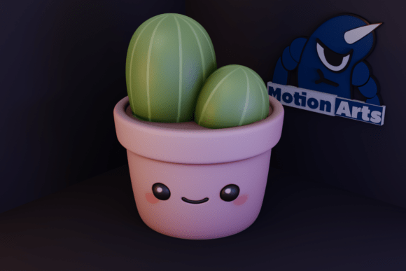 Kawaii Planter with Cacti: A Delicate Fusion of Simplicity and Charm for Modern Décor