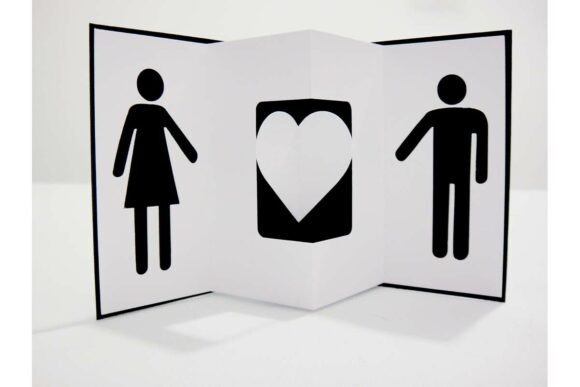Making Meaningful Connections with Male Female Signs Heart Pop Up Card