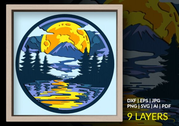 Moonlight Mountain Lake Shadow Box: A Creative Escape for Nature Lovers