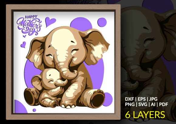 Mother Baby Elephant Mother Shadow Box: A Heartfelt Craft for Every Occasion