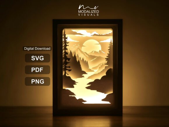 Mountain River Paper Cut Lightbox: A Nature-Inspired Craft for Calming Decor