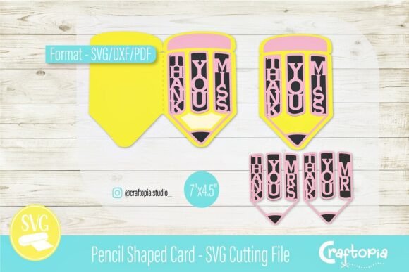 Pencil Shaped Card SVG Cutting File
