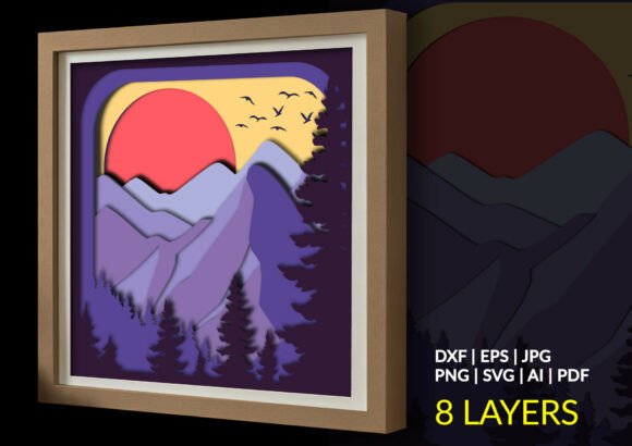 Purple Mountain Sunset Landscape with Bi: A Creative Escape into Nature-Inspired Papercraft