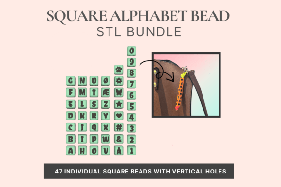 Square Alphabet Bead STL Bundle for Custom Accessories
